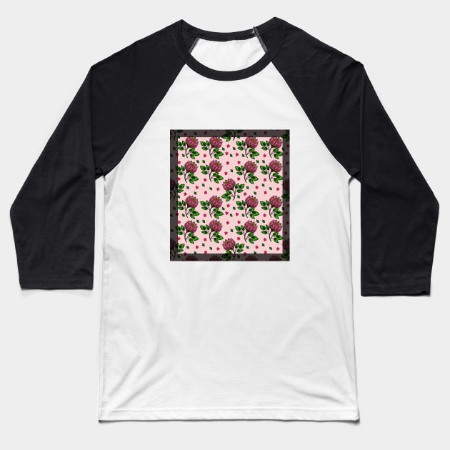 Graphic Tee Pink Lotus Flower Pattern Baseball T-Shirt by nancyartwork